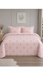 Uçkan Home %100 Pamuk Dört Mevsim Fırfırlı Çift Kişilik Pike Seti---uh-pike-03 Pembe