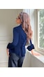Kadın Arkası Bağcıklı Gömlek Slim Fit Günlük Ve Ofis Kombin Modern Tasarım Lacivert