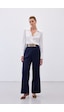 Sateen Kemerli Salaş Pantolon - Lacivert-136534 Lacivert