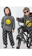 Deno Kids Denokids Erkek Çocuk Eşofman Takım Damalı Kalın Kapüşonlü Sweatshirt Eşofman Altı Çok Renkli