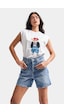 it's basic Kadın Mavi Renk Diana Mom Fit Midi Boy Denim Şort