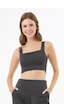 Cottonhill Füme Kare Yaka Crop Top Büstiyer Füme