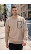 Remsa Erkek Fermuar Detay Bisiklet Yaka Pamuklu Sweatshirt 24722 Bej Bej