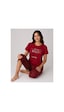 Pijamask Kadın Bordo Ekose Kapri Pijama Takımı Bisiklet Yaka Kısa Kollu Rahat Ev Giyim P100-887 Kırmızı Pijamask Kadın Bordo Ekose Kapri Pijama Takımı Bisiklet Yaka Kısa Kollu Rahat Ev Giyim P100-887 Kırmızı