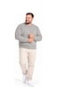 Annex Büyük Beden Basic Waffle Kumaş Erkek Sweatshirt Taş
