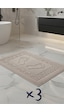 3'lü Ayak İzli Bukle Ayak Havlusu Seti 250 Gram - Paspas Banyo Seti 3 Adet Bej