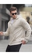 Madmext Bej Kapüşonlu Regular Fit Erkek Sweatshirt 6033 Bej