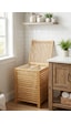 Bambu Kirli Banyo Çamaşır Sepeti İki Bölmeli Dekoratif Kare Doğal Bambu 45 45 63cm Kahverengi