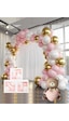 Krom Gold, Makaron Pembe Ve Beyaz Balon Temalı 1 Yaş Set One Kutu Pembe Kalpli Ayıcık Folyo Ve Balon Zincir Set Pembe