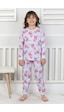 Cute Flamingo Desenli Kız Çocuk Pijama Takımı Mint