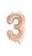 1 Adet 34 İnç 85 Cm Rose Gold Folyo Balon Helyum Balon 3 Yaş Balonu 3 Rakam Balon Rose Gold