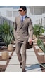İmza Kahverengi-beyaz Kırlangıç Yaka Kruvaze 6 Drop Slim Fit Tam Astar Esnek Takım Elbise 1001260171 Kahverengi - Beyaz