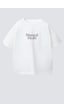 Monila Unisex Çocuk Pamuklu Bisiklet Yaka Baskılı T-shirt Beyaz/siyah