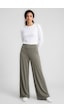 Koyu Bej Comfort Fit Geniş Paça Korsajlı Palazzo Kadın Pantolon - 94681