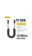Essager Pd 100w Type-c To Type-c 1.8m Yaylı Spiral Data Ve Hızlı Şarj Kablosu, Kopmaz, Karışmaz Kablo