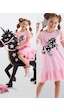 Yıldızlı Unicorn Kız Çocuk Pembe Tüllü Fırfırlı Yazlık Elbise