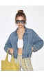 Shade Kadın Fermuarlı Kemer Detaylı Oversize Denim Ceket 3667 60286206 - Buz Mavisi