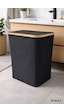 Bambu 100 Litre Kapaklı Katlanabilir Çamaşır Sepeti, 2 Bölmeli Kirli Sepeti 60x54x33 Diğer
