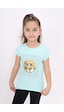 Toontoy Kids Toontoy Kız Çocuk Gülen Yüz Pullu Nakış Tişört Mint Yeşili