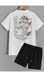 Uyguntarz Osaka Şort T-shirt Eşofman Takımı Beyaz