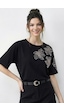 Shade Kadın Boncuk Taş İşlemeli Çiçek Desenli Kol Detaylı Bisiklet Yaka T-shirt 2107 60283972 - Siyah Shade Kadın Boncuk Taş İşlemeli Çiçek Desenli Kol Detaylı Bisiklet Yaka T-shirt 2107 60283972 - Siyah
