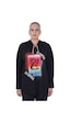 Kadın Büyük Beden Siyah Kapüşonlu Sloganlı Sweatshirt