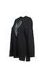 Büyük Beden Desenli Taş İ Şlemeli Sweatshirt Gala-xi Siyah
