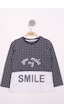 Toontoy Kids Toontoy Kız Çocuk Kareli Kumaşlı Smile Baskılı T-shirt Lacivert