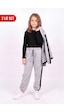 Fyk Kids Kız Çocuk Fitilli Crop Ve Şerit Detaylı Eşofman Takımı Seti Gri