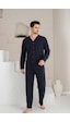 Pijamask Erkek Lacivert Uzun Kollu Pijama Takım Lacivert