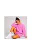Herkesemoda Hüppy Baskılı Kadın Oversize Şortlu Sweatshirt Eşofman Takımı Pembe