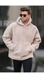 Madmext Bej Oversize Peluş Erkek Sweatshirt 6160-bej Bej