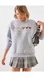 Shade Kadın Üç İplik Şardonlu Renkli Kalp Baskılı Sweatshirt Mbhs007 60601007 - Gri Melanj