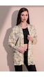 Kadın Sarı Safari Desen Yeni Moda Saten Çift Cepli Salaş Kimono Ceket - Tesettüre Uygun