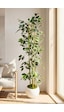 Yapay Alacalı Ficus Ağacı 3 Bambulu 110 Cm 27 33 Beyaz Küre Saksılı