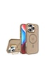 iPhone Uyumlu 13 Promax Kamera Korumalı Stantlı Magsafe Destekli Lens Koruyucu Telefon Kılıf Kahve