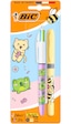 Bıc 4 Colours Kawaii Animals 4 Renkli Tükenmez Kalem + Fosforlu Kalem 2 Li Set Çok Renkli