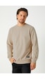 Mmetalic Erkek Basic Bisiklet Yaka Bej Weatshirt Bej