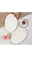 Porsima 4454 Yonca Porselen Kayık Tabak Seti - Oval Kahvaltılık Sunumluk Seti 25cm Beyaz