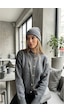 Sayzen Your Shine Trend Basic Kalp Düğmeli Kadın Hırka Gri