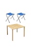 Exent Katlanır Ahşap Kamp Masası + 2 Adet Tabure Seti 60 x 60 CM Çok Renkli