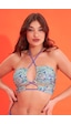 Loya Kadın Renkli Marana Boyundan Bağlamalı Tek Üst Bikini Çok Renkli