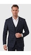 Deepsea Erkek Koyu Lacivert Slim Fit 3 Lü Takım Elbise Yelekli Ekose Desenli Çift Düğme Takım Elbise 2600501