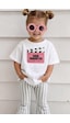 Monila Unisex Çocuk Pamuklu Bisiklet Yaka Baskılı T-shirt Ekru - Pembe