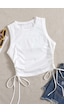 Merry See Yanları Büzgülü Kolsuz Bluz Crop Top Atlet Beyaz