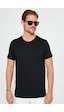 Tudors Erkek Slim Fit Dar Kesim %100 Organik Pamuk Yumuşak Dokulu Basic Bisiklet Yaka Tişört-31079-siyah Siyah