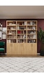 Asra Trend K-51 %100 MDF 180 cm 3 Modüllü Kapaklı Kitaplık Raflı Kütüphane Safir Meşe