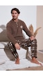 Buratti Ekose Regular Fit Bisiklet Yaka Kışlık Polar Erkek Pijama Takımı 609610013W4 Camel