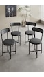 Sandalye 4 Adet Keten Kumaş Metal Ayak Modern Mutfak Sandalyesi Cafe Balkon Ofis Teddy Antrasit