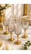 6 Lı Gold Kaplama Cam Kahve Yanı Su Bardağı Sunum Bardak 75ml